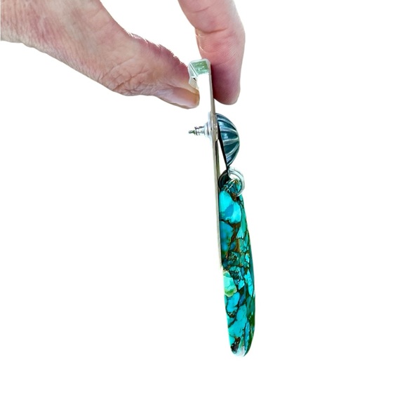 New - Turquoise Slab Earrings from Peyote Bird - Picture 9 of 11